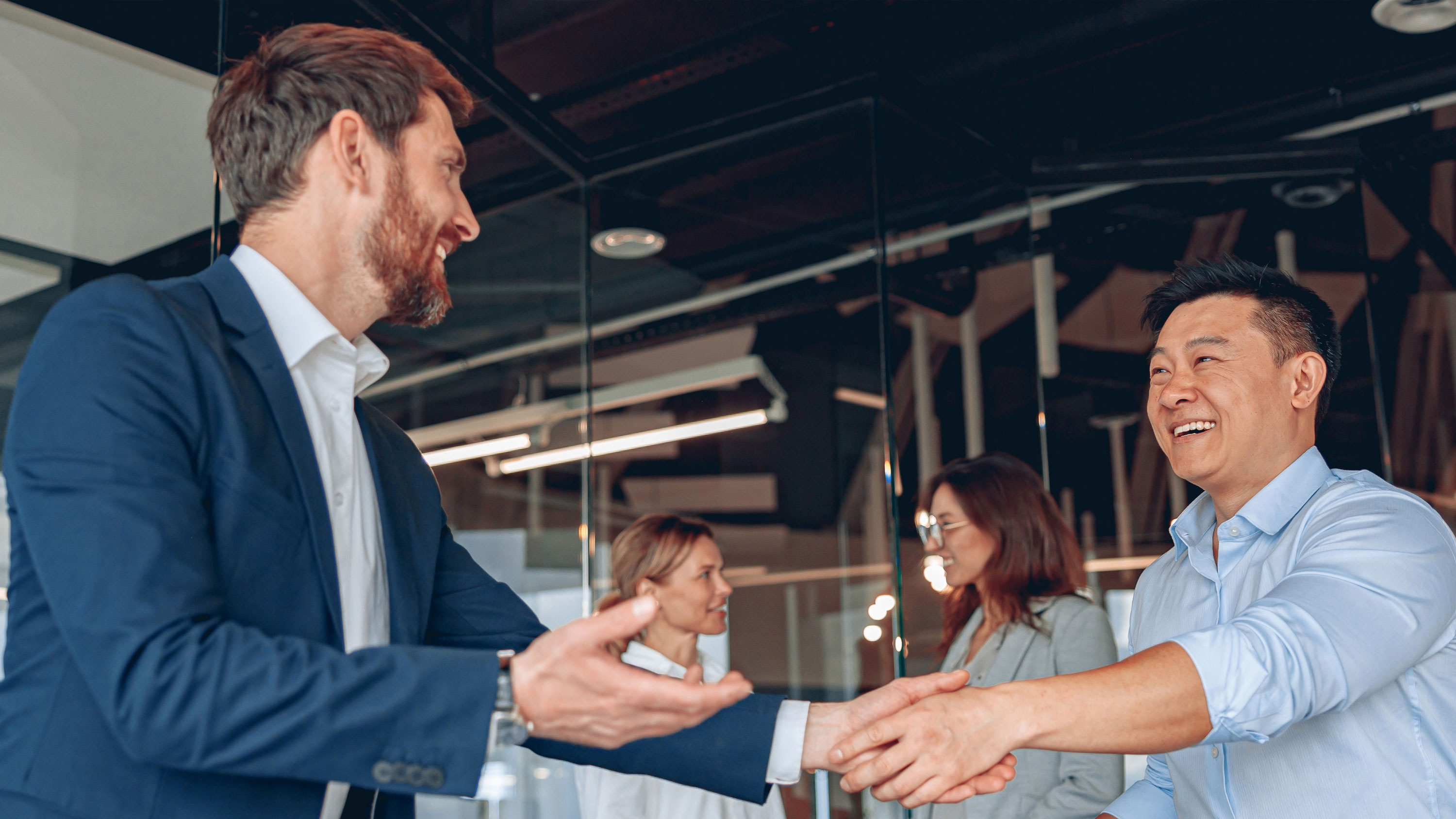 AMRF Connect header featuring two business men shaking hands